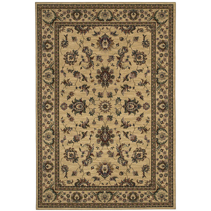 Ariana 311I3 Ivory/Green Area Rug, ivory green traditional oriental area rug with updated hues and refined collector-style design.