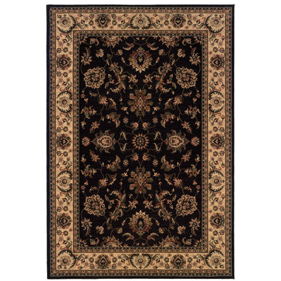 Ariana 311K3 Black/Ivory Area Rug, black ivory traditional oriental area rug with striking contrast and intricate pattern clarity.