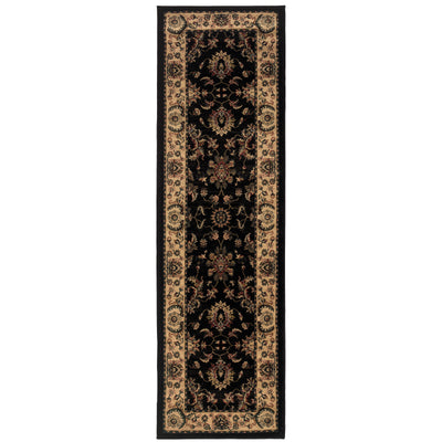 Ariana 311K3 Black/Ivory Area Rug, black ivory traditional oriental area rug with striking contrast and intricate pattern clarity.