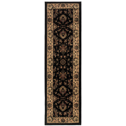 Ariana 311K3 Black/Ivory Area Rug, black ivory traditional oriental area rug with striking contrast and intricate pattern clarity.