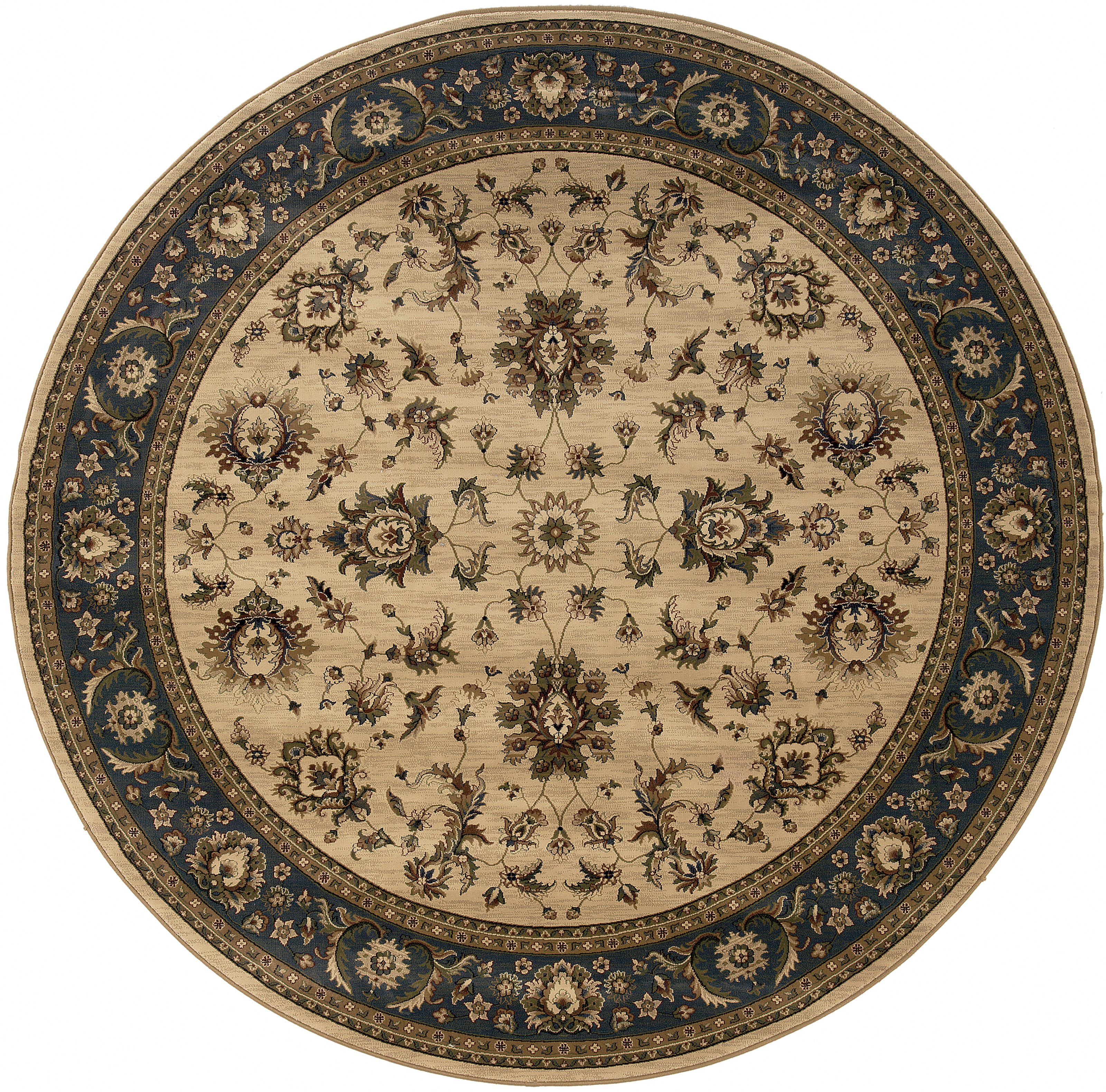 Ariana 311Z3 Ivory/Blue Area Rug, ivory blue traditional oriental area rug with crisp hues and fine Old-World pattern detail.