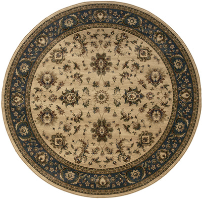 Ariana 311Z3 Ivory/Blue Area Rug, ivory blue traditional oriental area rug with crisp hues and fine Old-World pattern detail.