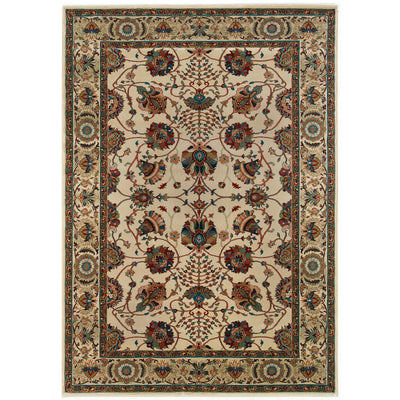 Ariana 431O3 Ivory/Red Area Rug, ivory red traditional oriental area rug with polished Old-World pattern styling and crisp detail.