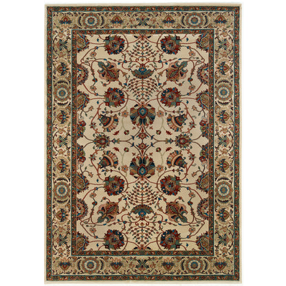 Ariana 431O3 Ivory/Red Area Rug, ivory red traditional oriental area rug with polished Old-World pattern styling and crisp detail.