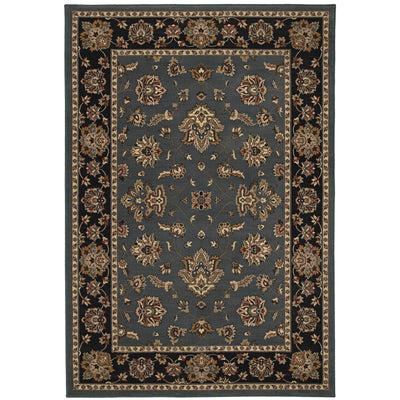 Ariana 623H3 Blue/Black Area Rug, blue black traditional oriental area rug with dramatic contrast and detailed collector-style pattern.