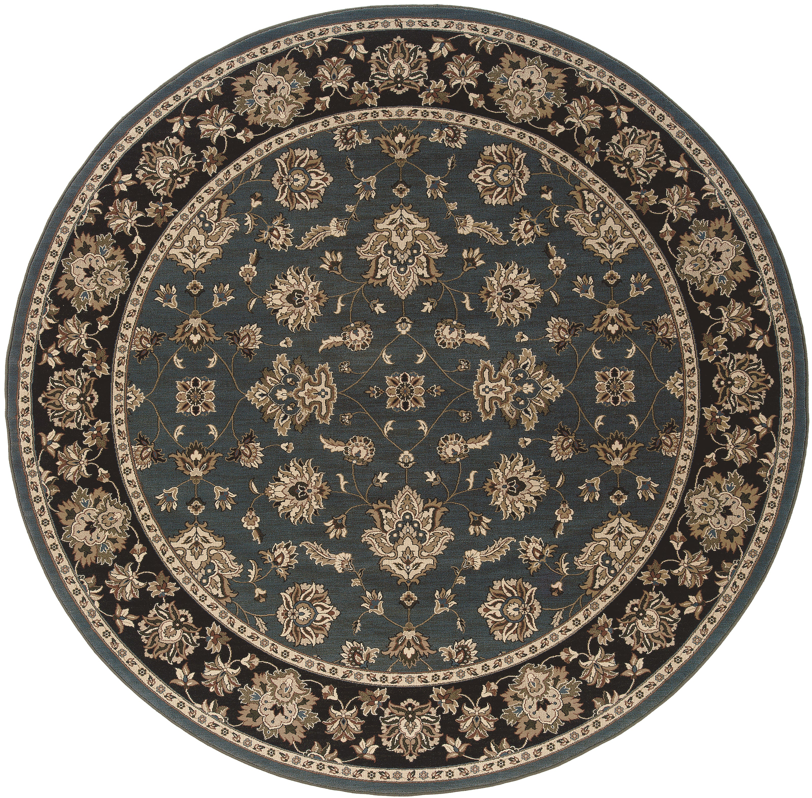 Ariana 623H3 Blue/Black Area Rug, blue black traditional oriental area rug with dramatic contrast and detailed collector-style pattern.