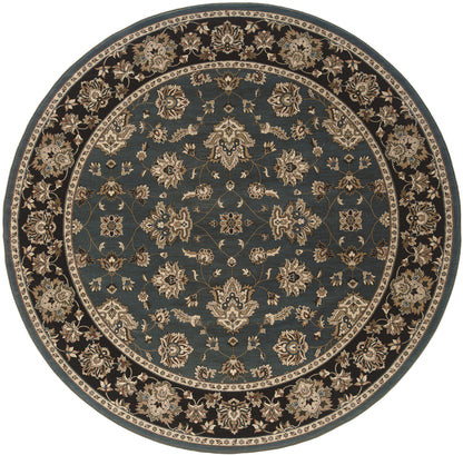 Ariana 623H3 Blue/Black Area Rug, blue black traditional oriental area rug with dramatic contrast and detailed collector-style pattern.