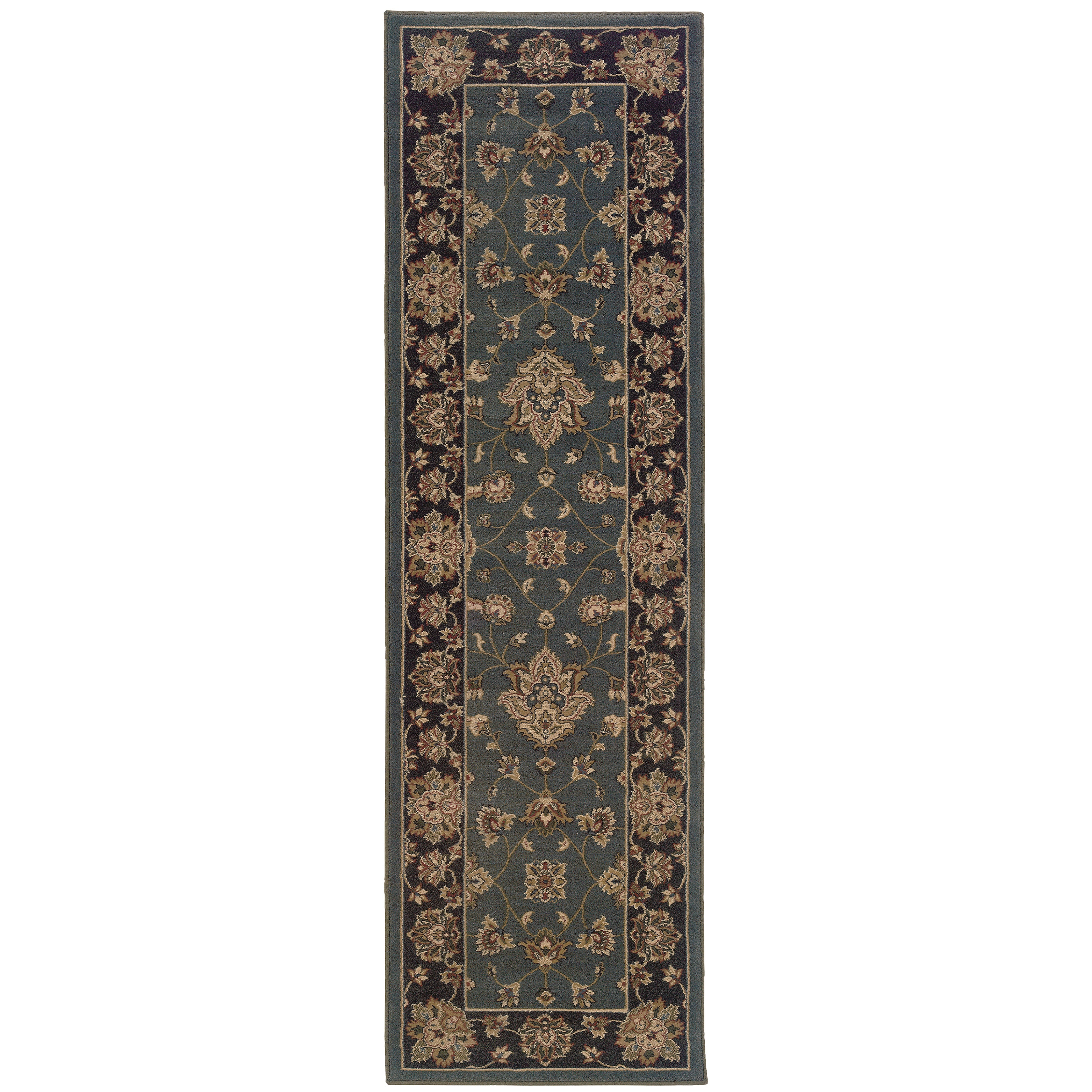 Ariana 623H3 Blue/Black Area Rug, blue black traditional oriental area rug with dramatic contrast and detailed collector-style pattern.
