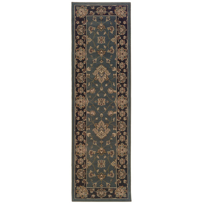 Ariana 623H3 Blue/Black Area Rug, blue black traditional oriental area rug with dramatic contrast and detailed collector-style pattern.