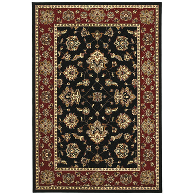 Ariana 623M3 Black/Red Area Rug, black, red traditional oriental area rug with bold color impact and intricate pattern detail.