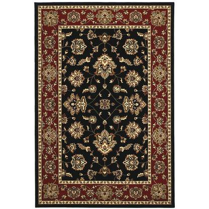 Ariana 623M3 Black/Red Area Rug, black, red traditional oriental area rug with bold color impact and intricate pattern detail.