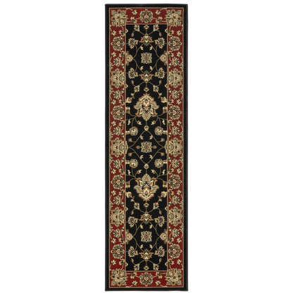 Ariana 623M3 Black/Red Area Rug, black, red traditional oriental area rug with bold color impact and intricate pattern detail.
