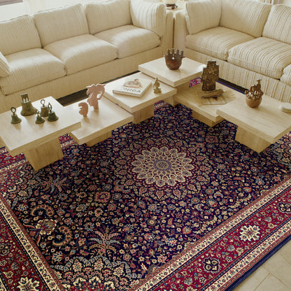 Ariana 095B3 Blue/Red Area Rug, blue, red traditional oriental area rug with crisp updated colors and detailed collector-style pattern.