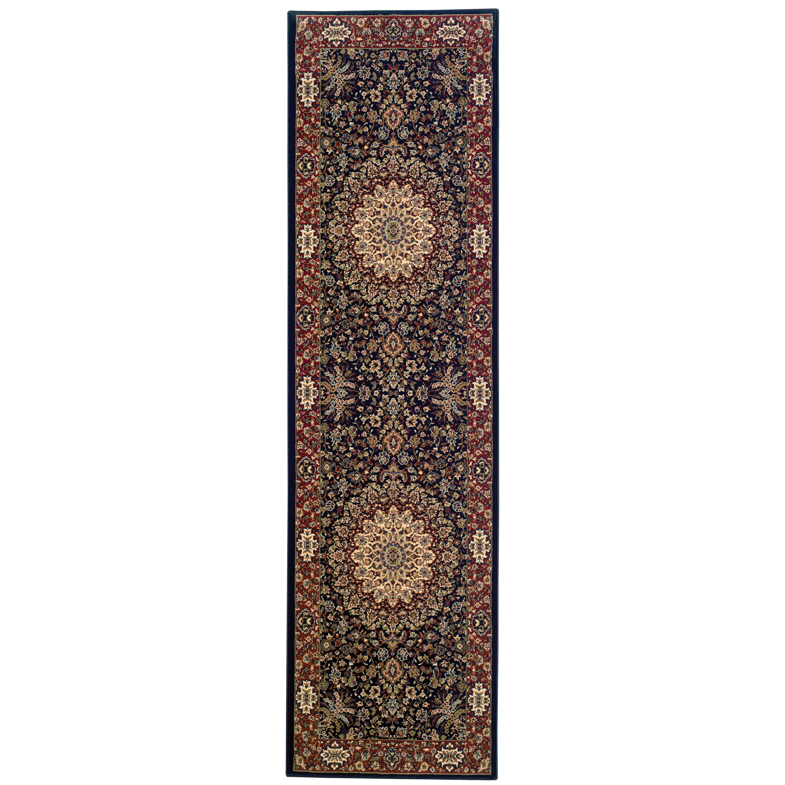 Ariana 095B3 Blue/Red Area Rug, blue, red traditional oriental area rug with crisp updated colors and detailed collector-style pattern.