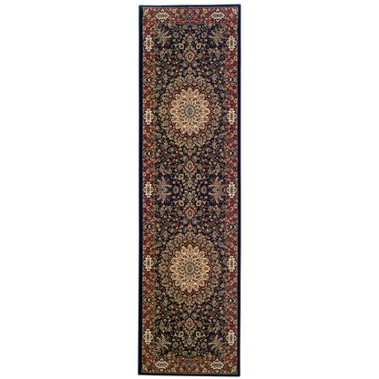 Ariana 095B3 Blue/Red Area Rug, blue, red traditional oriental area rug with crisp updated colors and detailed collector-style pattern.