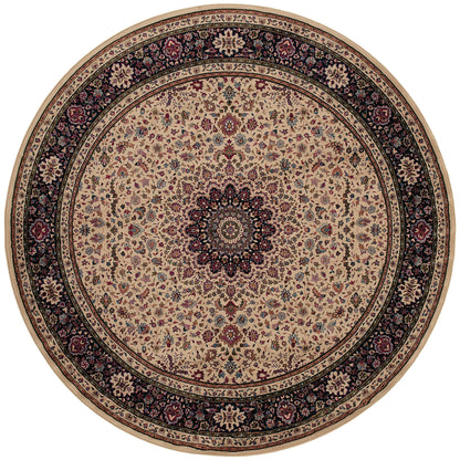 Ariana 095I8 Ivory/Black Area Rug, ivory black traditional oriental area rug with striking contrast and detailed collector-style pattern.