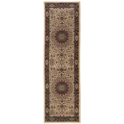 Ariana 095I8 Ivory/Black Area Rug, ivory black traditional oriental area rug with striking contrast and detailed collector-style pattern.
