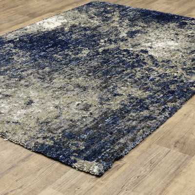 Oriental Weavers Aspen 2060L plush shag rug featuring abstract pattern in blue/ grey tones
