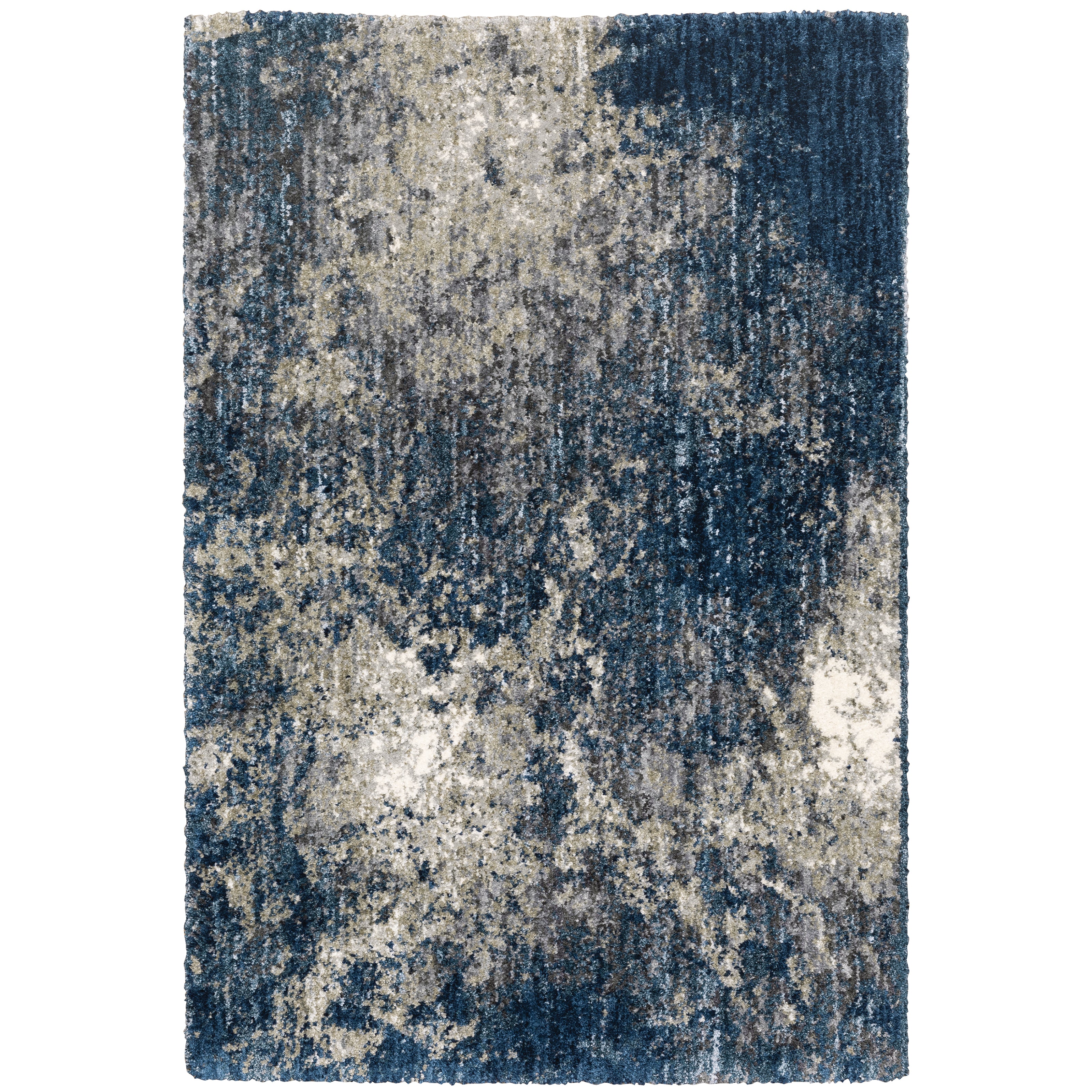 Oriental Weavers Aspen 2060L plush shag rug featuring abstract pattern in blue/ grey tones