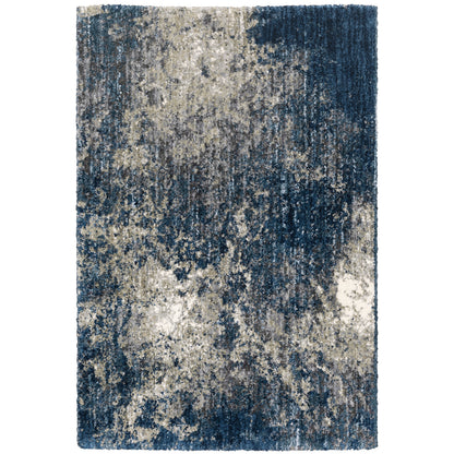 Oriental Weavers Aspen 2060L plush shag rug featuring abstract pattern in blue/ grey tones