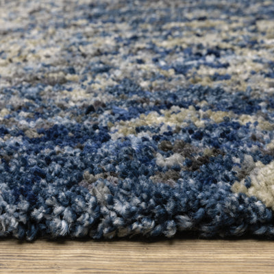 Oriental Weavers Aspen 2060L plush shag rug featuring abstract pattern in blue/ grey tones