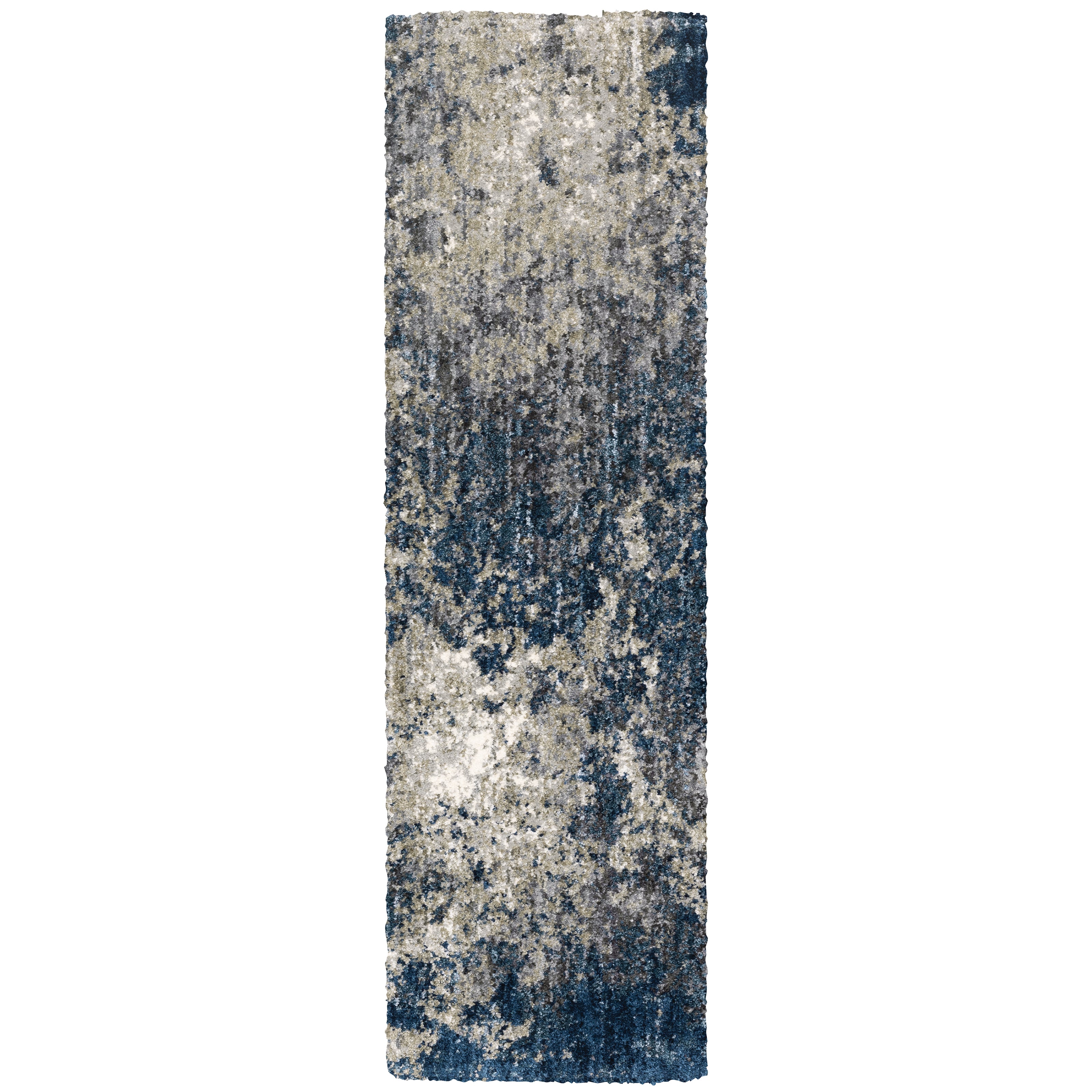 Oriental Weavers Aspen 2060L plush shag rug featuring abstract pattern in blue/ grey tones