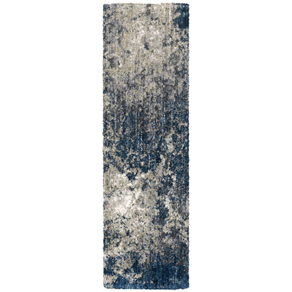 Oriental Weavers Aspen 2060L plush shag rug featuring abstract pattern in blue/ grey tones