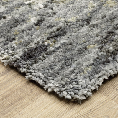 Oriental Weavers Aspen 2060W plush shag rug featuring abstract pattern in grey/ ivory tones