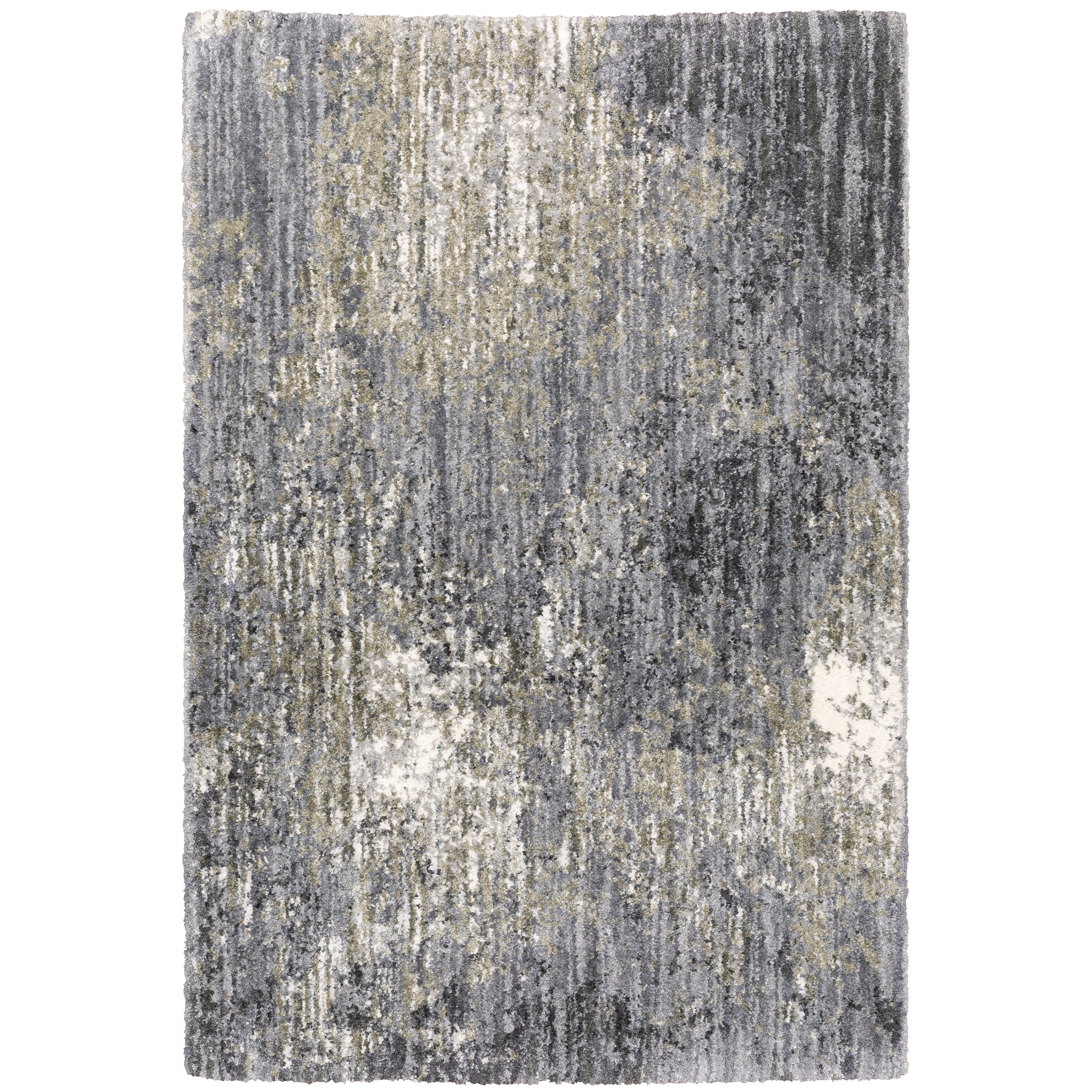 Oriental Weavers Aspen 2060W plush shag rug featuring abstract pattern in grey/ ivory tones