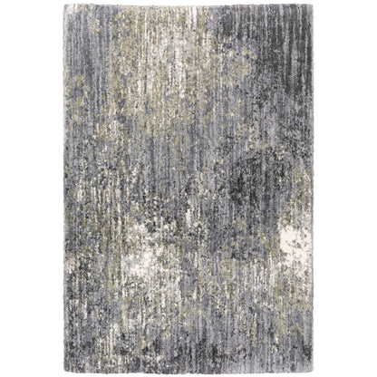 Oriental Weavers Aspen 2060W plush shag rug featuring abstract pattern in grey/ ivory tones