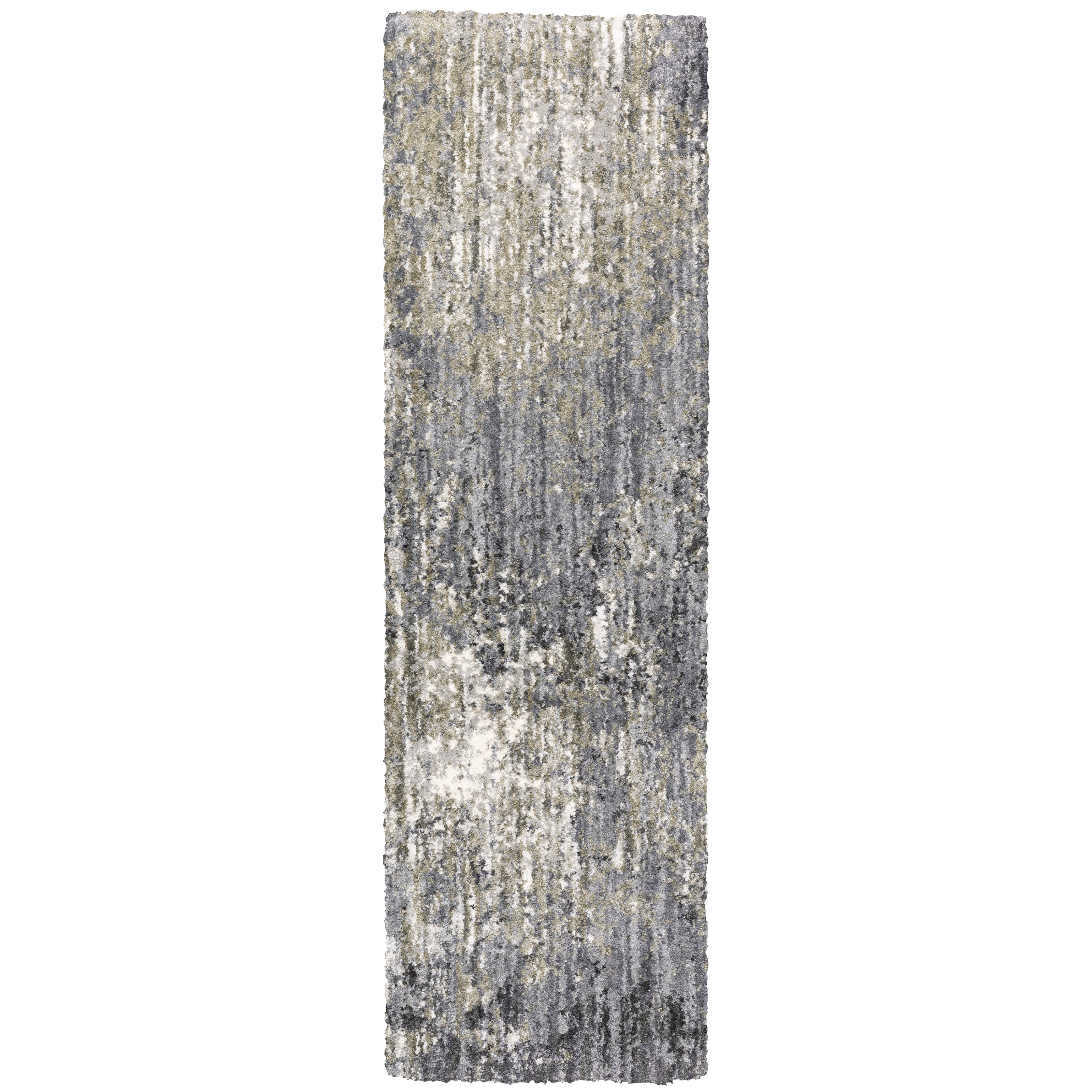 Oriental Weavers Aspen 2060W plush shag rug featuring abstract pattern in grey/ ivory tones