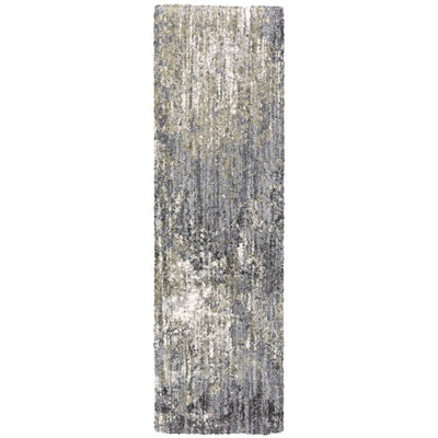 Oriental Weavers Aspen 2060W plush shag rug featuring abstract pattern in grey/ ivory tones