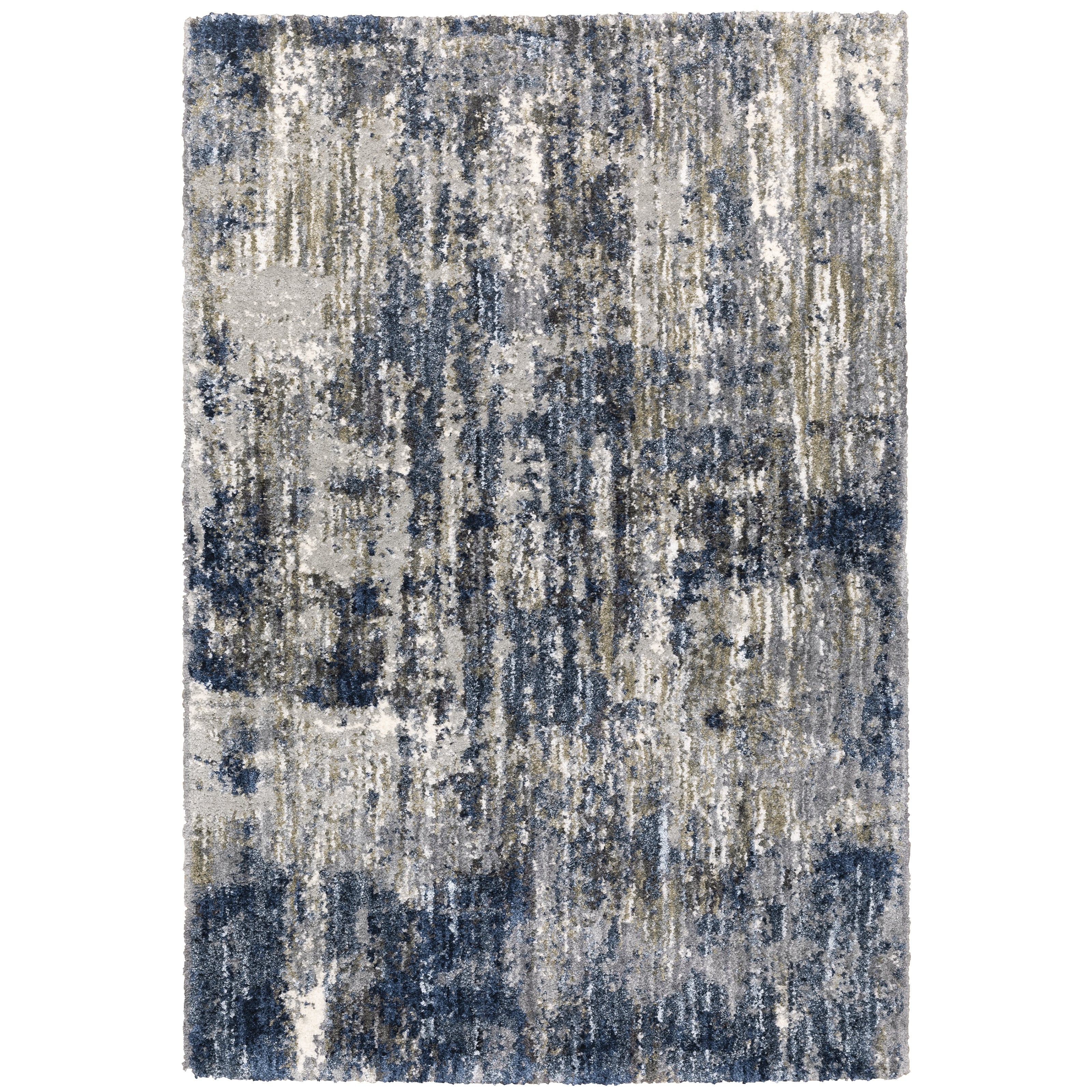 Oriental Weavers Aspen 2061L plush shag rug featuring abstract pattern in grey/ blue tones