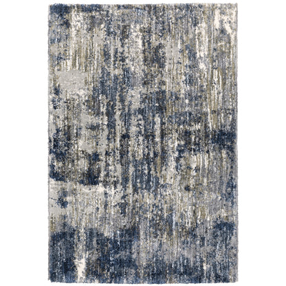 Oriental Weavers Aspen 2061L plush shag rug featuring abstract pattern in grey/ blue tones