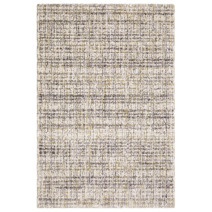 Oriental Weavers Aspen 2877B plush shag rug featuring abstract pattern in ivory/ gold tones