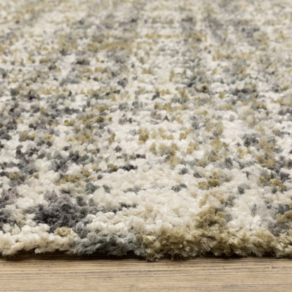 Oriental Weavers Aspen 2877B plush shag rug featuring abstract pattern in ivory/ gold tones