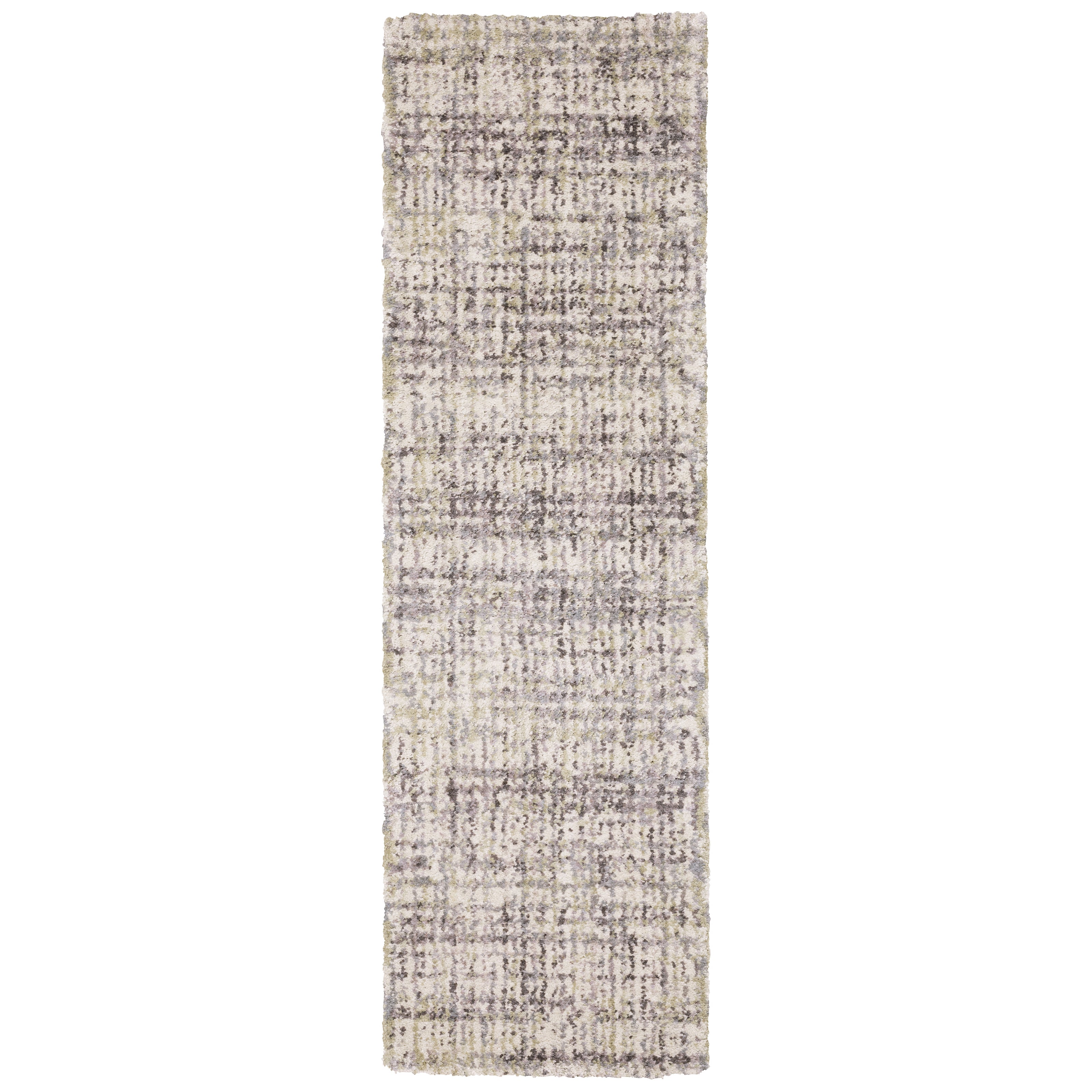 Oriental Weavers Aspen 2877B plush shag rug featuring abstract pattern in ivory/ gold tones
