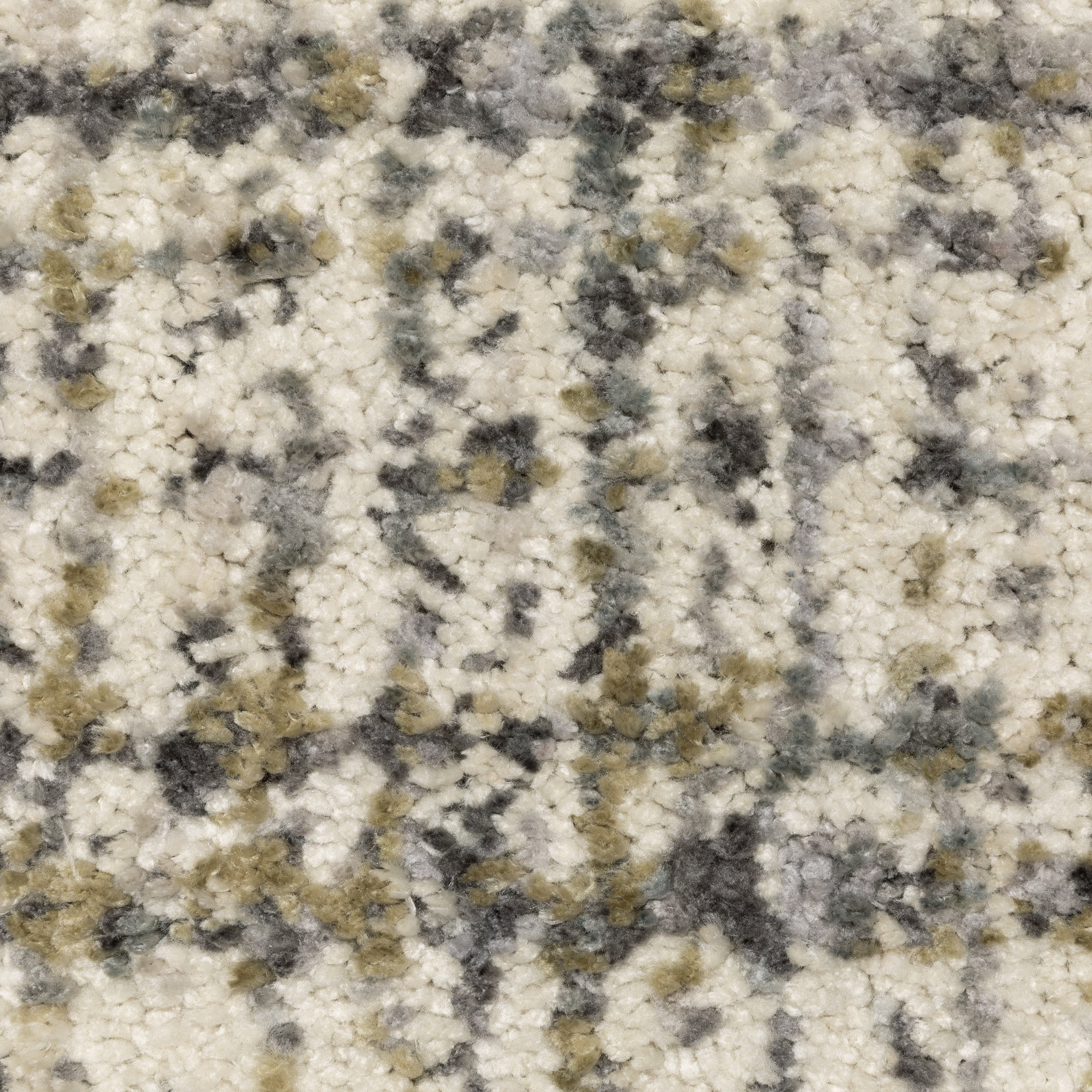 Oriental Weavers Aspen 2877B plush shag rug featuring abstract pattern in ivory/ gold tones
