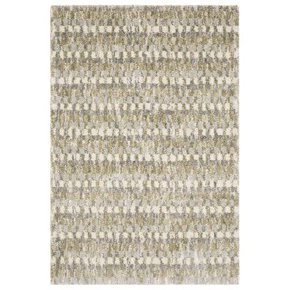 Oriental Weavers Aspen 3052A plush shag rug featuring abstract pattern in gold/ grey tones