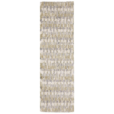 Oriental Weavers Aspen 3052A plush shag rug featuring abstract pattern in gold/ grey tones