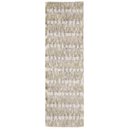 Oriental Weavers Aspen 3052A plush shag rug featuring abstract pattern in gold/ grey tones