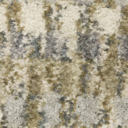 Oriental Weavers Aspen 3052A plush shag rug featuring abstract pattern in gold/ grey tones