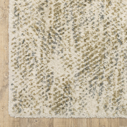 Oriental Weavers Aspen 3154E plush shag rug featuring abstract pattern in ivory/ gold tones