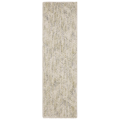 Oriental Weavers Aspen 3154E plush shag rug featuring abstract pattern in ivory/ gold tones