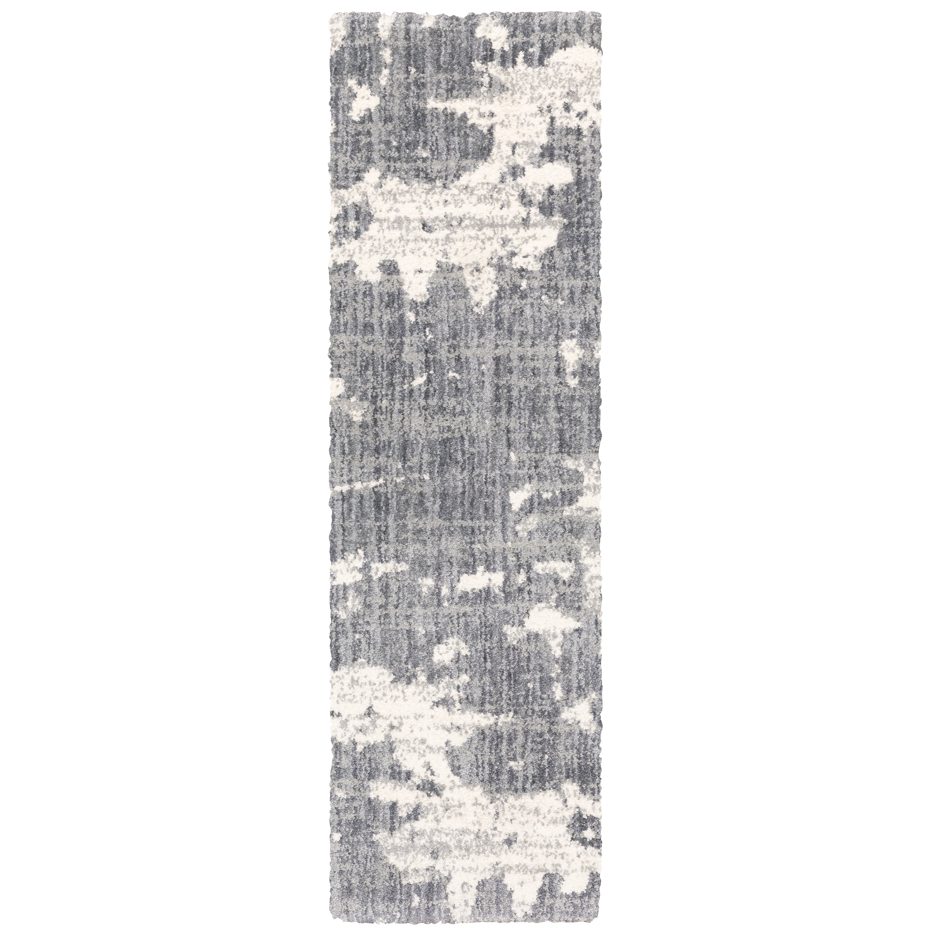 Oriental Weavers Aspen 003H9 plush shag rug featuring abstract pattern in grey/ ivory tones