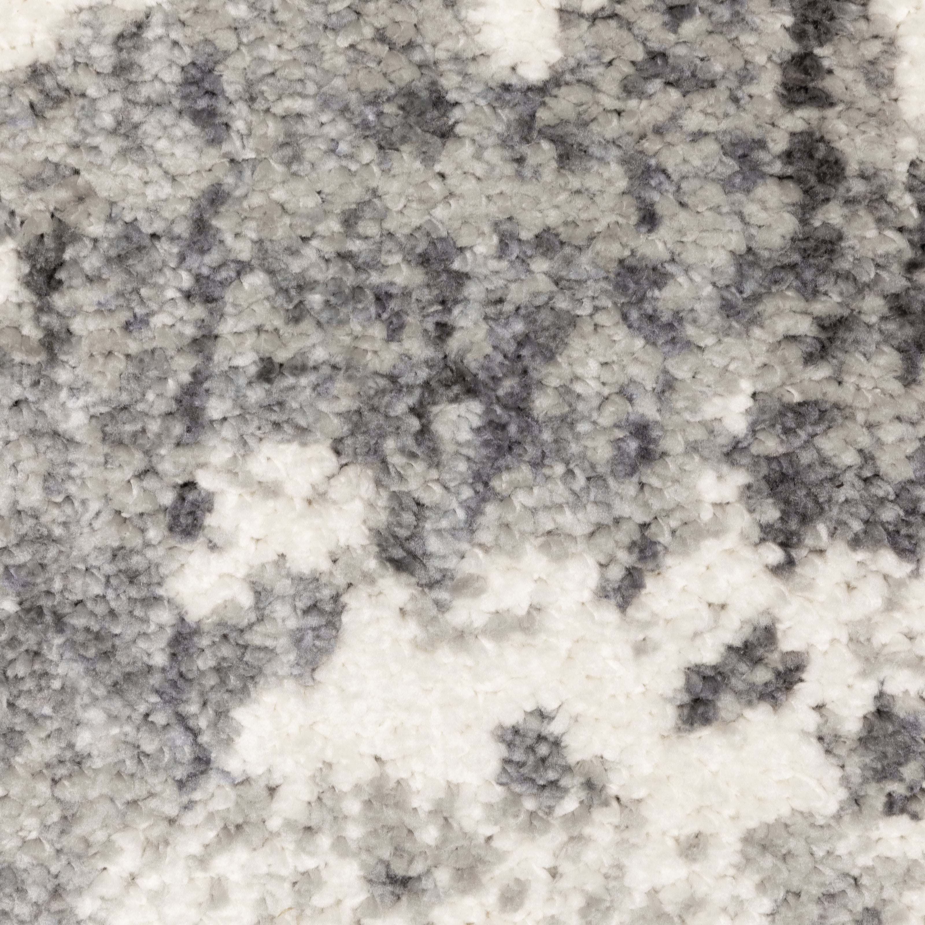 Oriental Weavers Aspen 003H9 plush shag rug featuring abstract pattern in grey/ ivory tones