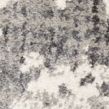Oriental Weavers Aspen 003H9 plush shag rug featuring abstract pattern in grey/ ivory tones