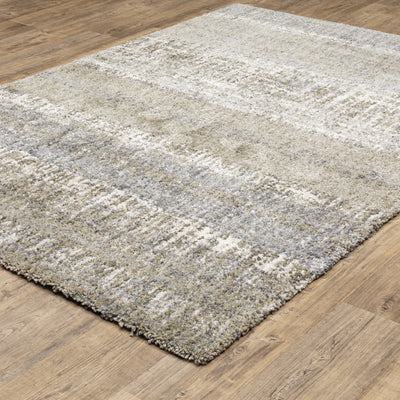 Oriental Weavers Aspen 530J9 plush shag rug featuring abstract pattern in grey/ ivory tones