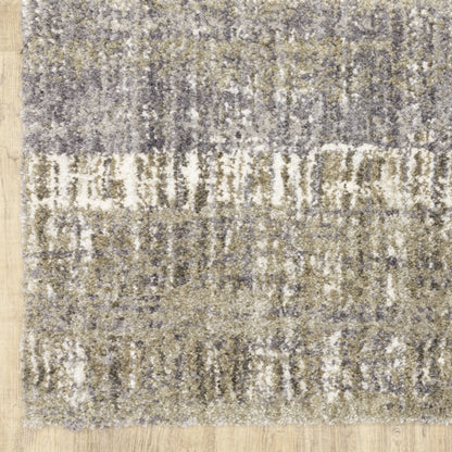 Oriental Weavers Aspen 530J9 plush shag rug featuring abstract pattern in grey/ ivory tones