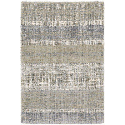 Oriental Weavers Aspen 530J9 plush shag rug featuring abstract pattern in grey/ ivory tones
